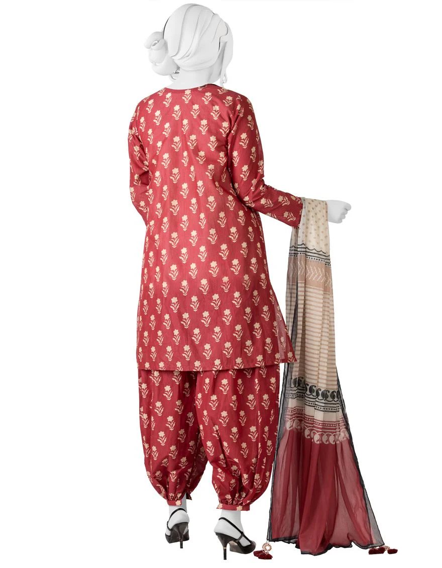 MAROON 3PC UNSTITCHED | JLAWN-S-US-22-182 BEET ROOT - Image 2