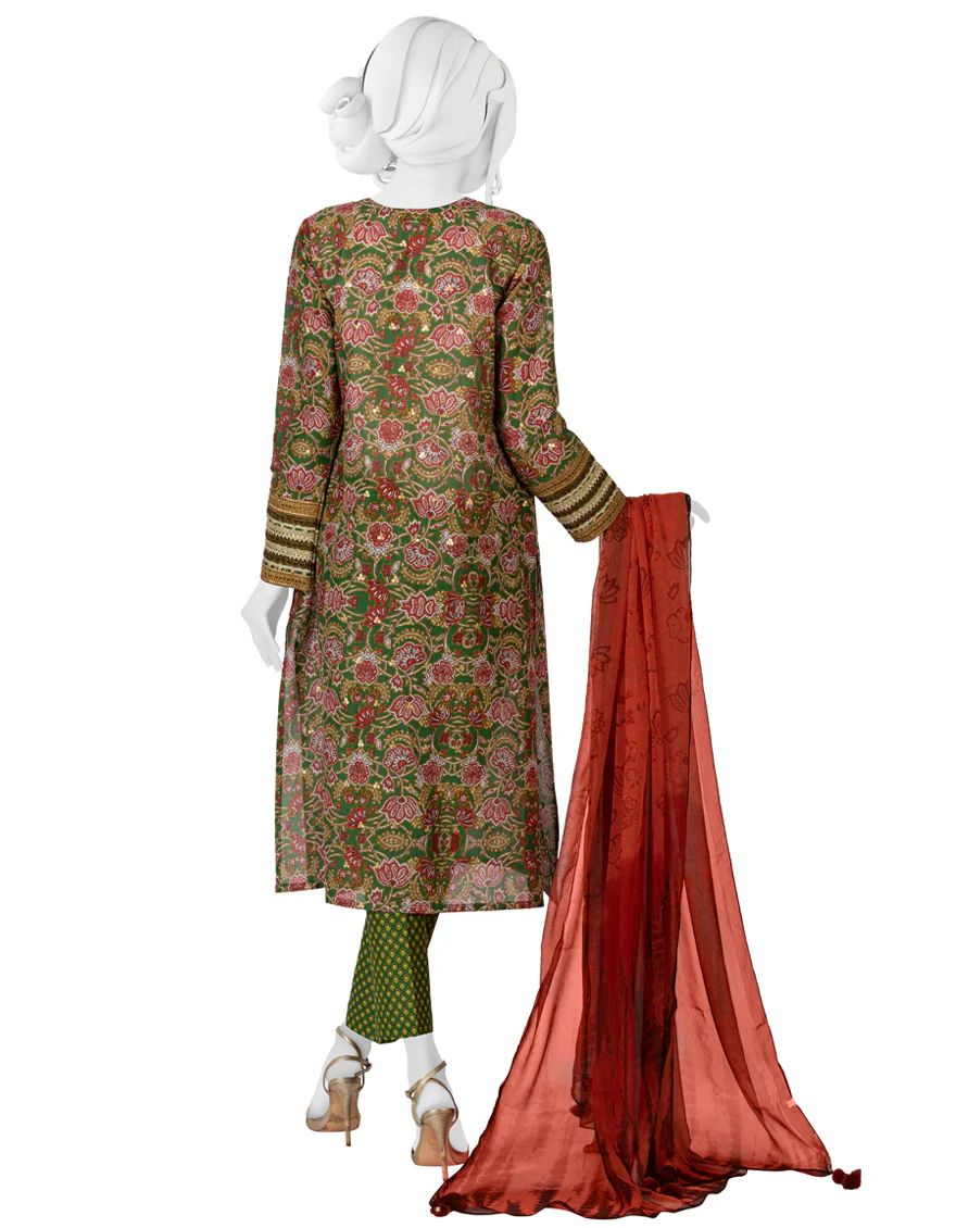 RED-GREEN LAWN 3PC UNSTITCHED | JLAWN-S-US-22-184 EMERALD - Image 3