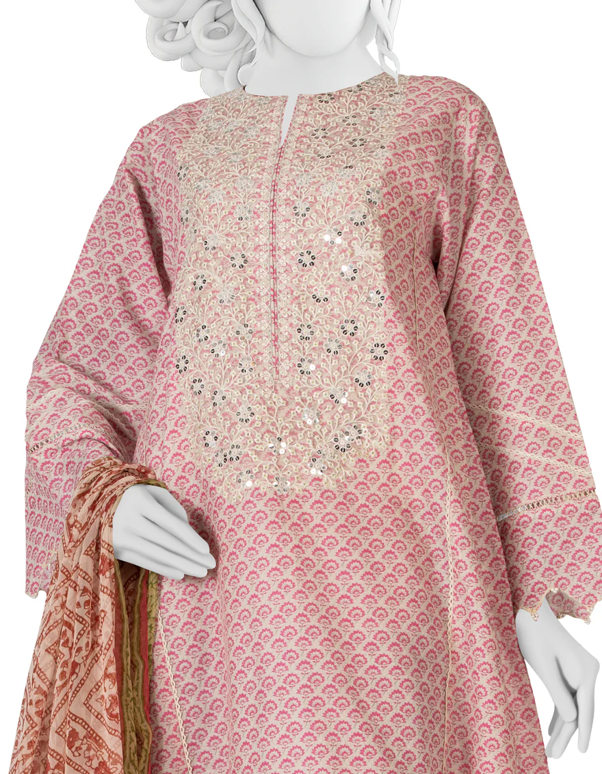 GREY LAWN 3PC UNSTITCHED | JLAWN-S-US-22-185 ROSY - Image 2