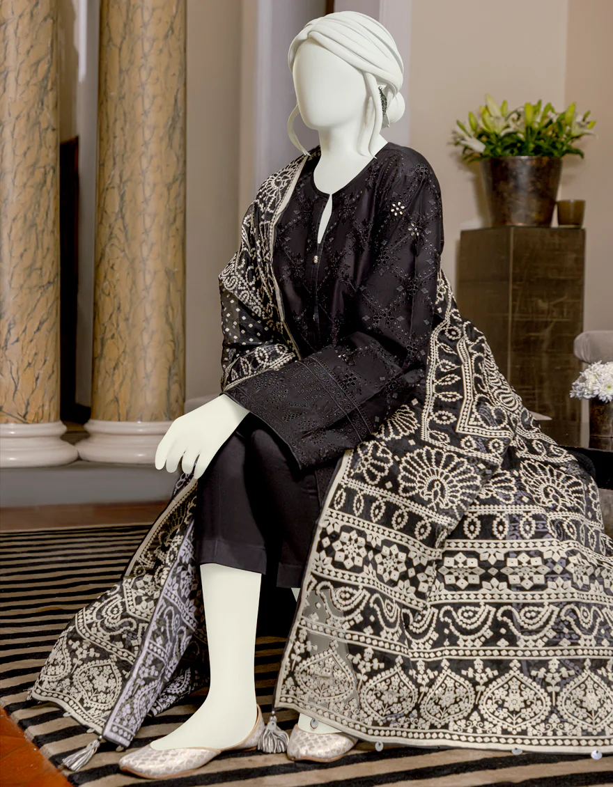 BLACK LAWN 3PC UNSTITCHED | JLAWN-S-US-22-199 MEADOWS - Image 2