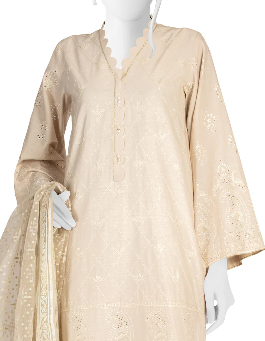 CREAM LAWN 3PC UNSTITCHED | JLAWN-S-US-22-200 AYLA - Image 2