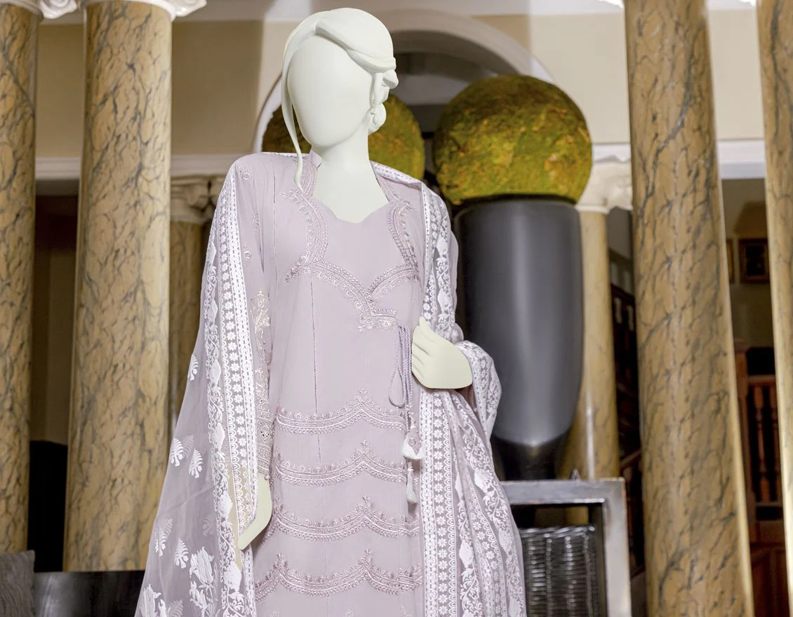 PINK 3PC UNSTITCHED | JLAWN-S-US-22-201 TRADITIONAL TIMES - Image 2