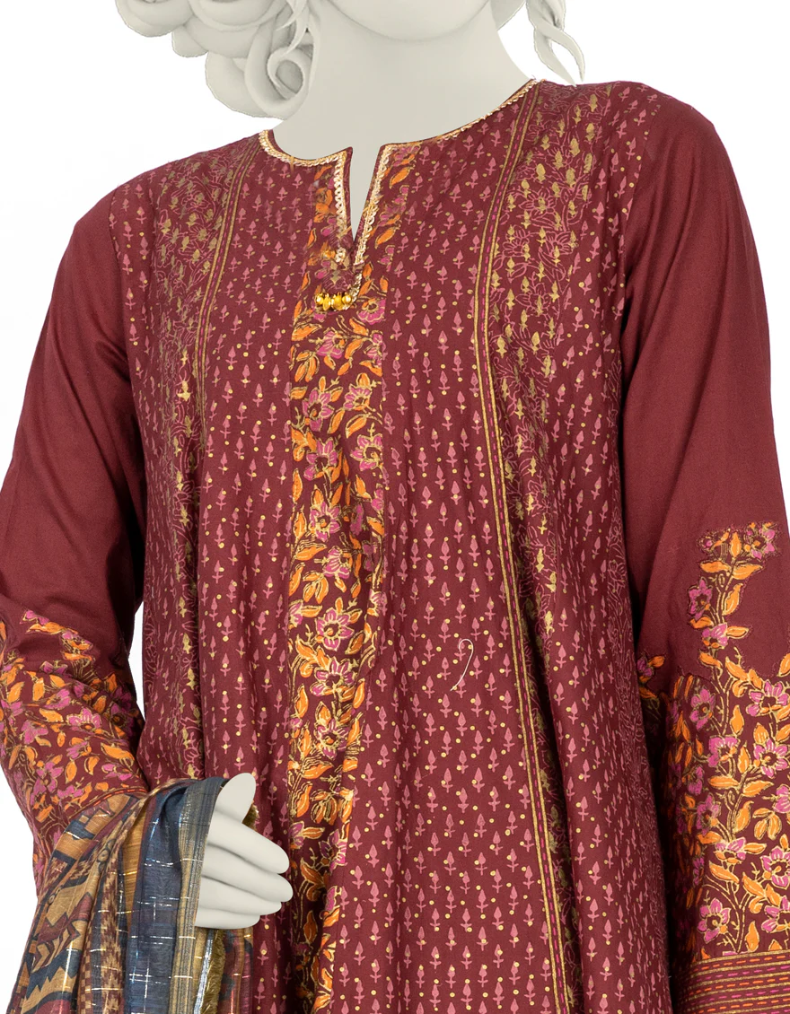 MAROON LAWN 3PC STITCHED | JLAWN-S-US-22-214/S NAMAR - Image 2