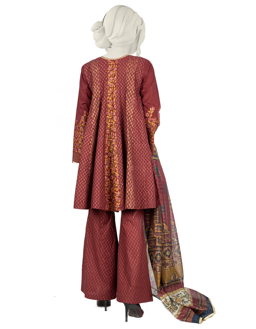 MAROON LAWN 3PC STITCHED | JLAWN-S-US-22-214/S NAMAR - Image 3