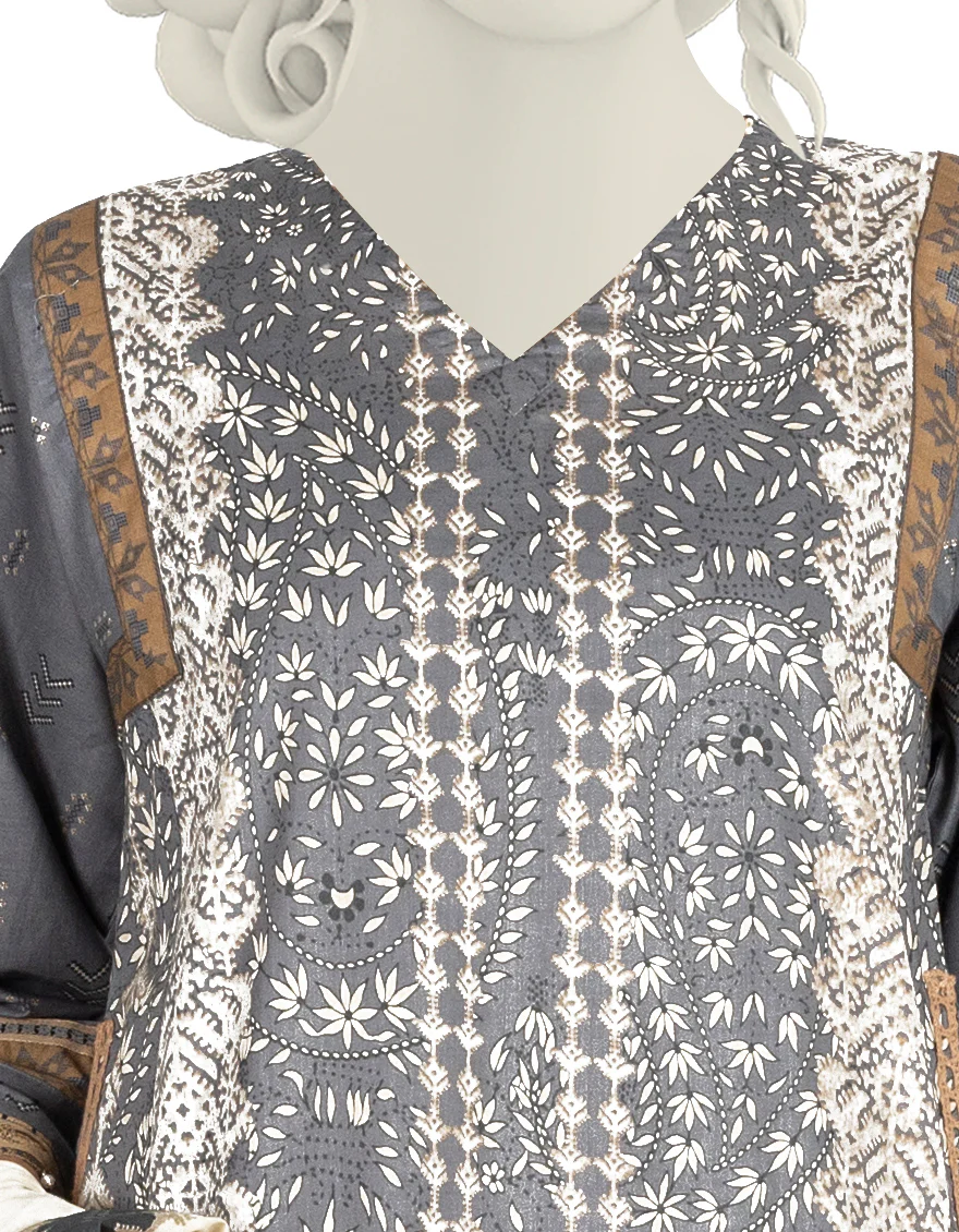 GREY LAWN 3PC STITCHED | JLAWN-S-US-22-226/S MIRAAL - Image 2