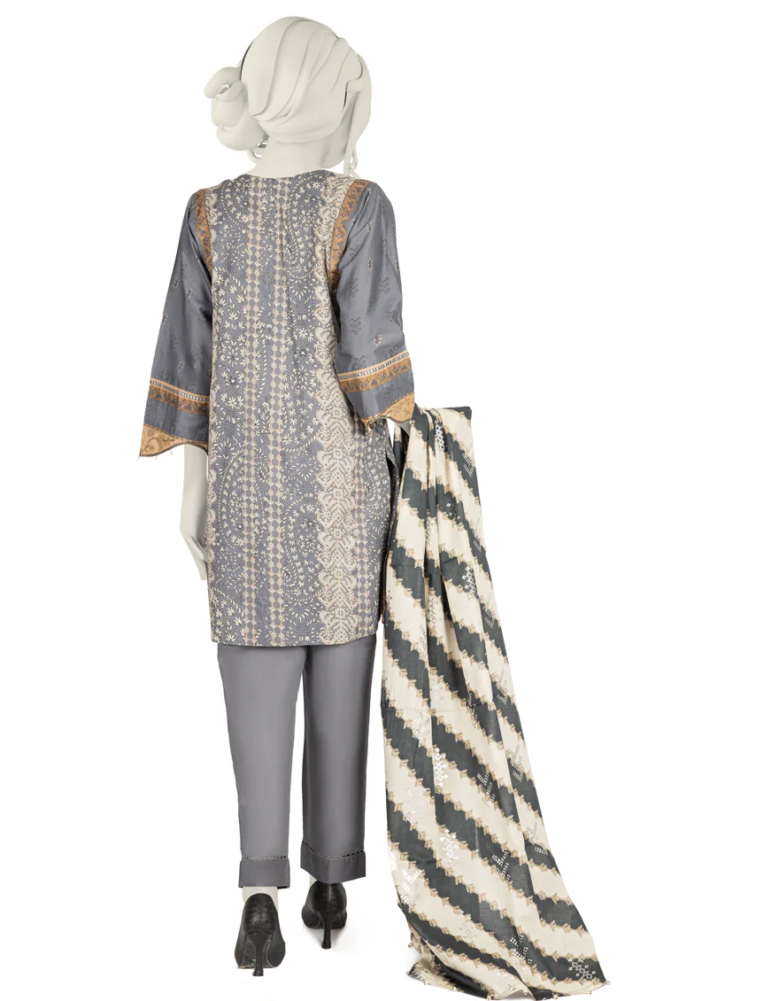 GREY LAWN 3PC STITCHED | JLAWN-S-US-22-226/S MIRAAL - Image 3