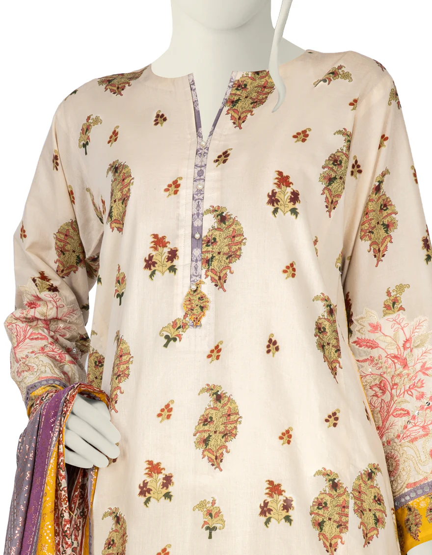 OFF WHITE LAWN 3PC STITCHED | JLAWN-S-US-22-227/S ADIRA - Image 3