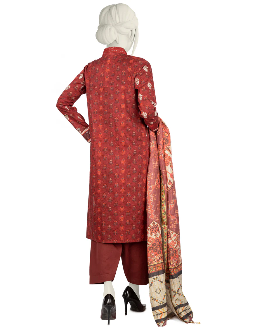 MAROON LAWN 3PC STITCHED | JLAWN-S-US-22-233/S DANEEN - Image 3