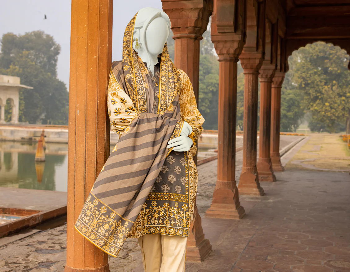 BEIGE LAWN 3PC UNSTITCHED | JLAWN-S-US-22-249 ETHNIC CONTRAST - Image 2