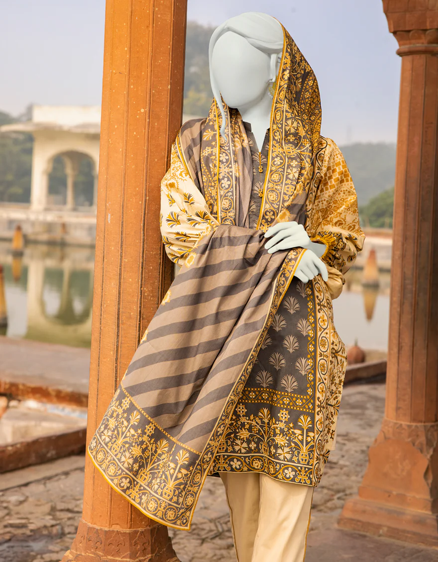 BEIGE LAWN 3PC UNSTITCHED | JLAWN-S-US-22-249 ETHNIC CONTRAST - Image 4