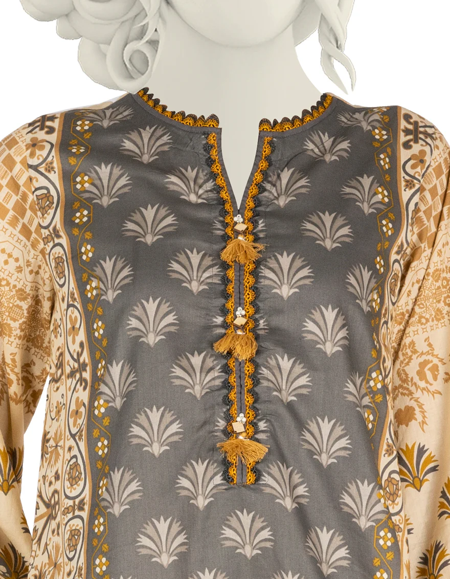 BEIGE LAWN 3PC STITCHED | JLAWN-S-US-22-249/S ETHNIC CONTRAST - Image 3