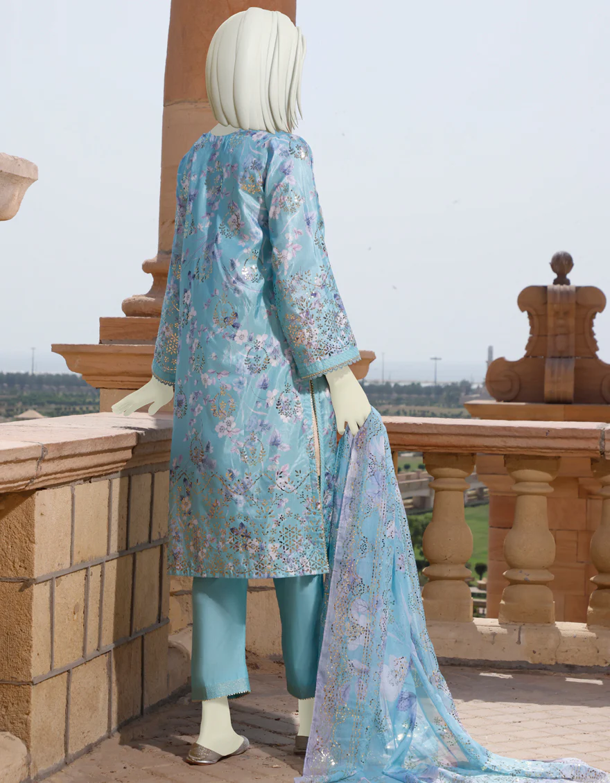 TURQUOISE LAWN 3PC STITCHED | JLAWN-S-US-22-264/S BOLORMAA - Image 2