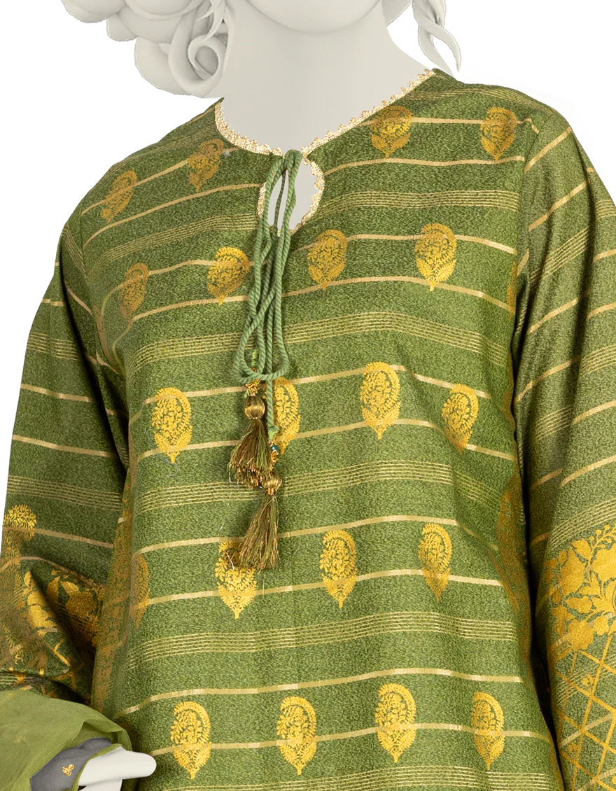 GREEN ZARI 3PC STITCHED | JLAWN-S-US-22-268/S LILLIAN - Image 2