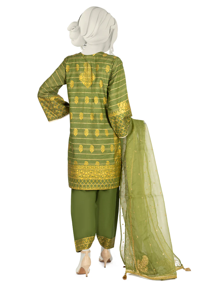 GREEN ZARI 3PC STITCHED | JLAWN-S-US-22-268/S LILLIAN - Image 3