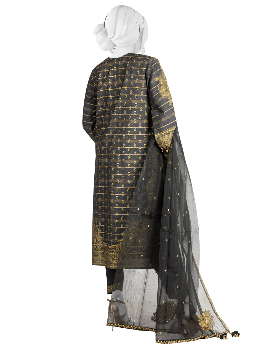 BLACK ZARI 3PC STITCHED | JLAWN-S-US-22-271/S AIBORZ - Image 2