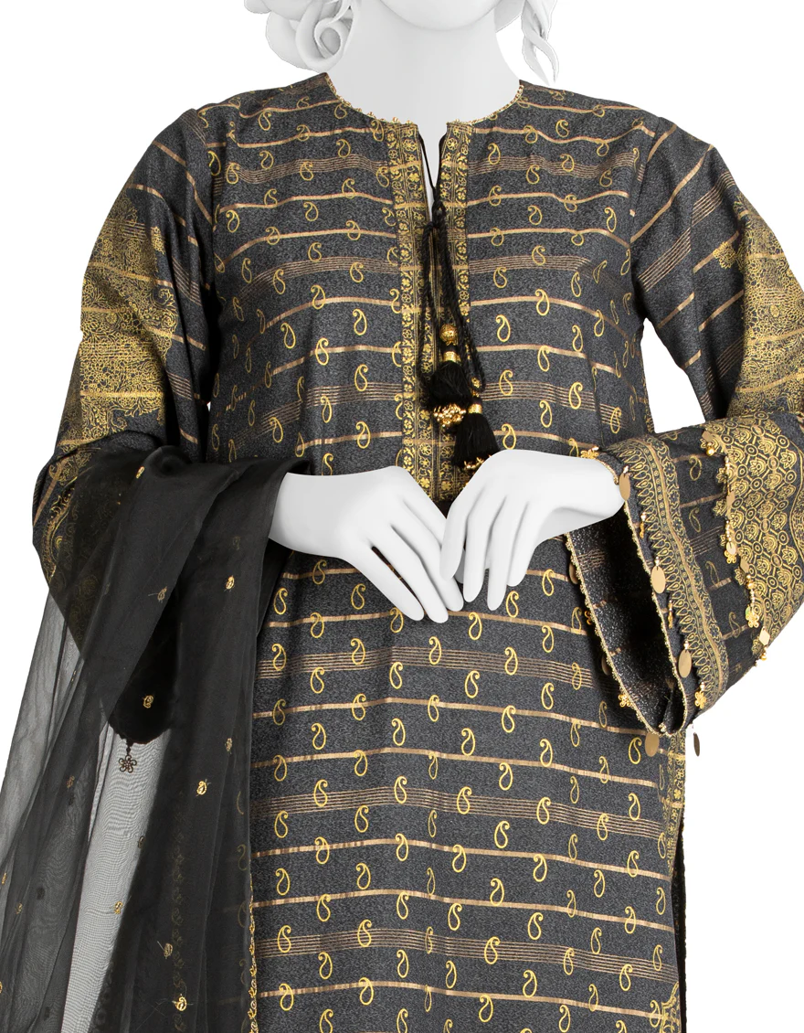 BLACK ZARI 3PC STITCHED | JLAWN-S-US-22-271/S AIBORZ - Image 3