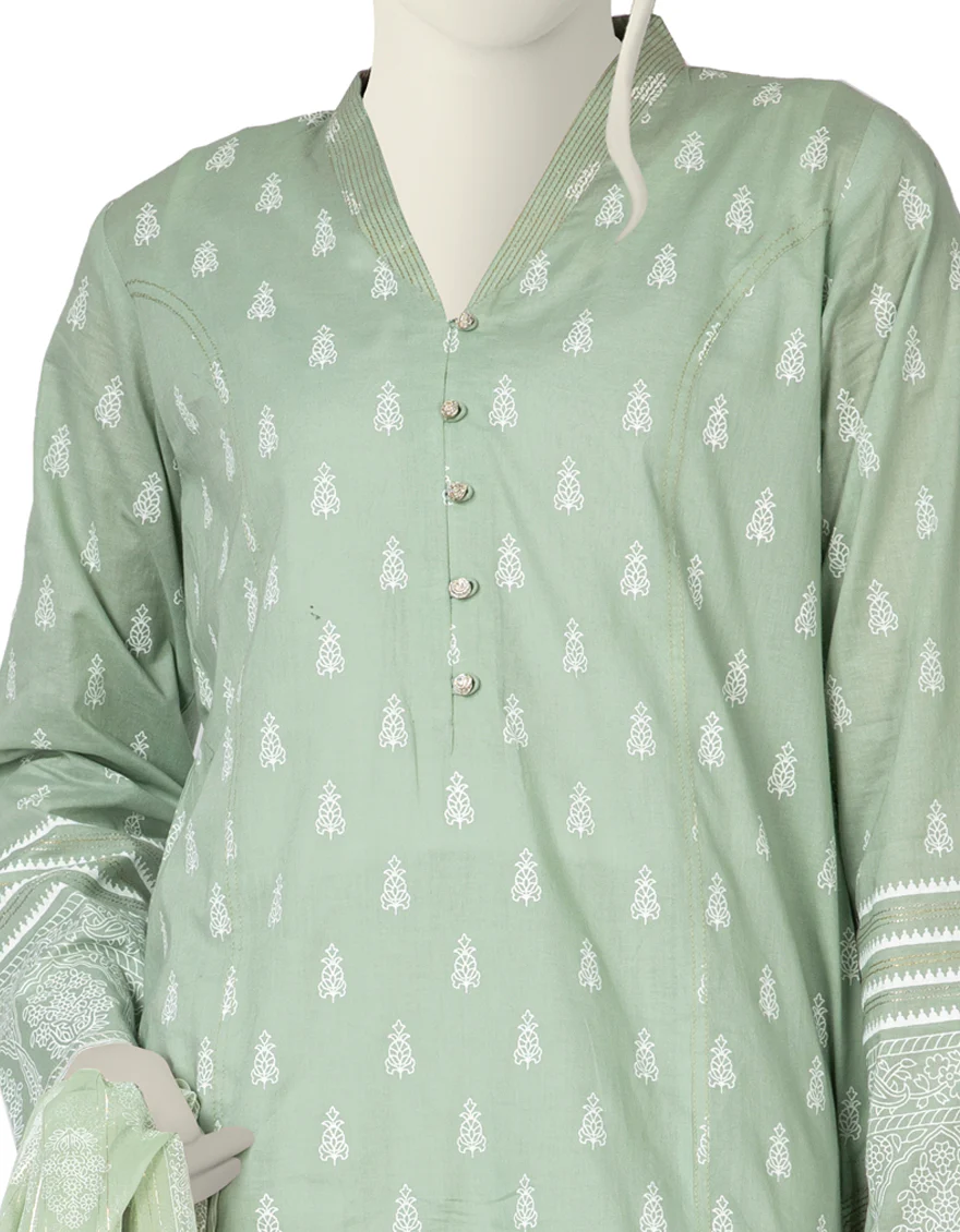 PISTACHIO GREEN LAWN 3PC STITCHED | JLAWN-S-US-22-275/S CLEO - Image 3