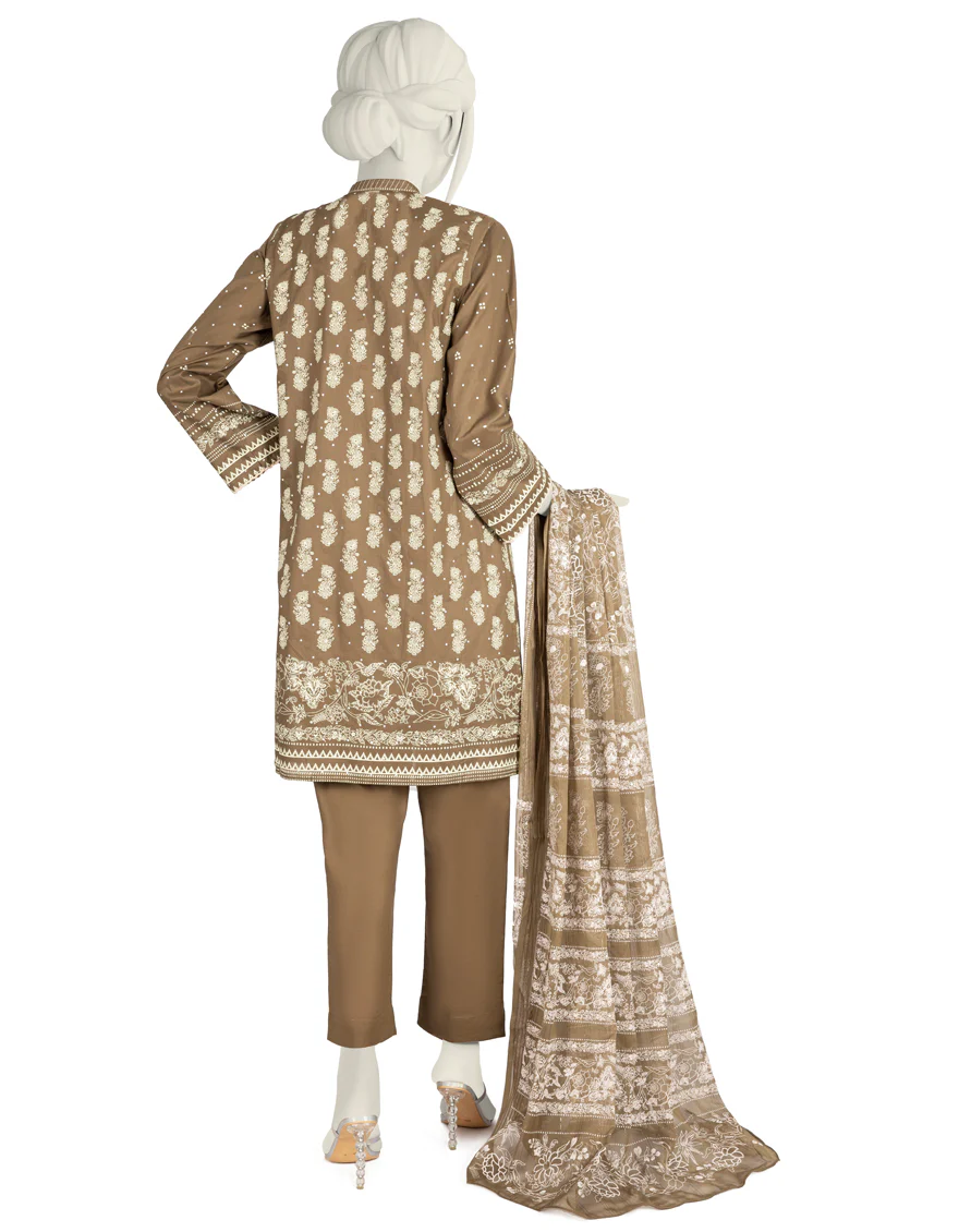KHAKI GREEN LAWN 3PC STITCHED | JLAWN-S-US-22-279/S MEENAKARI - Image 3