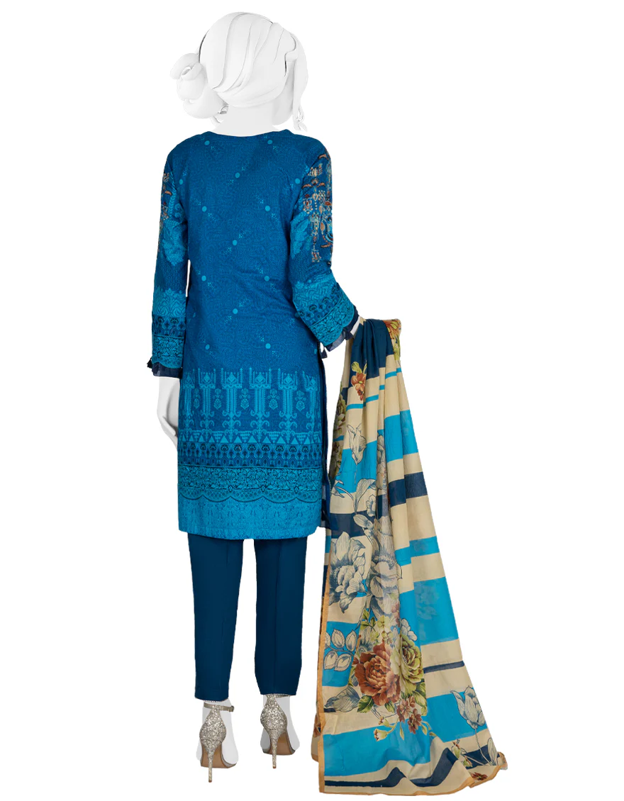 BLUE 3PC UNSTITCHED | JLAWN-S-US-22-280 BLOOM BLUE - Image 3