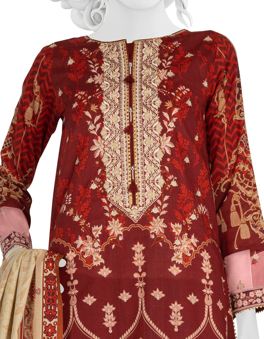 MAROON LAWN 3PC STITCHED | JLAWN-S-US-22-281/S MAROON - Image 2