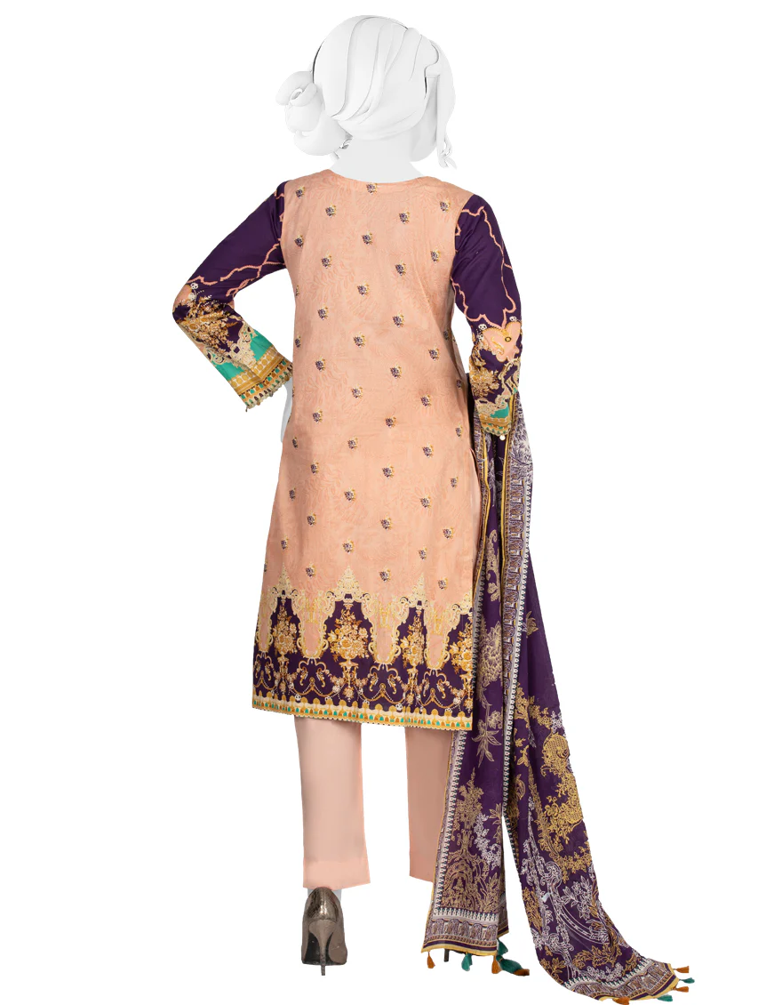 PURPLE & PINK LAWN 3PC UNSTITCHED | JLAWN-S-US-22-282 LILAC (22-2001) - Image 3