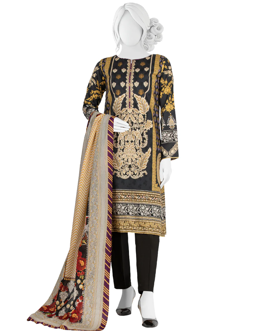 BLACK LAWN 3PC STITCHED | JLAWN-S-US-22-284/S MOORISH
