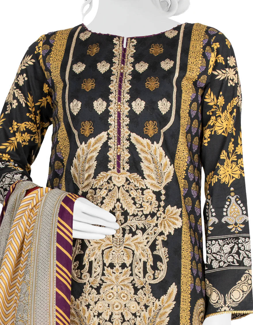 BLACK LAWN 3PC STITCHED | JLAWN-S-US-22-284/S MOORISH - Image 2