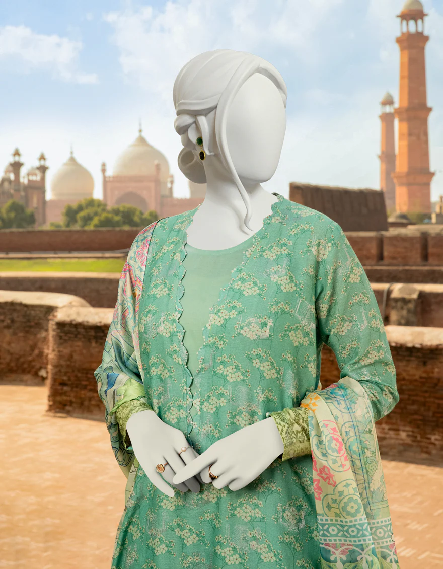 TURQUOISE LAWN 3PC UNSTITCHED | JLAWN-S-US-22-286 REFLECTOR - Image 2