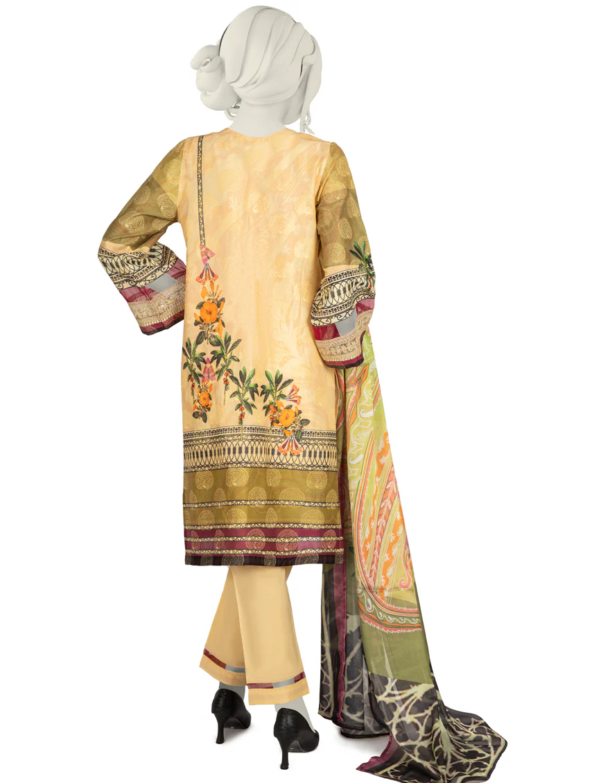 YELLOW JACQUARD 3PC STITCHED | JLAWN-S-US-22-287/S PAISLEY BUG - Image 2
