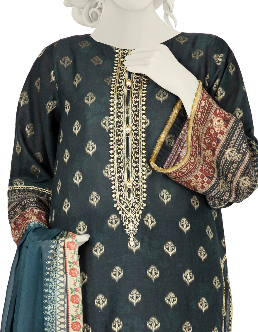 BLACK LAWN 3PC UNSTITCHED | JLAWN-S-US-22-290 RAINAH - Image 2