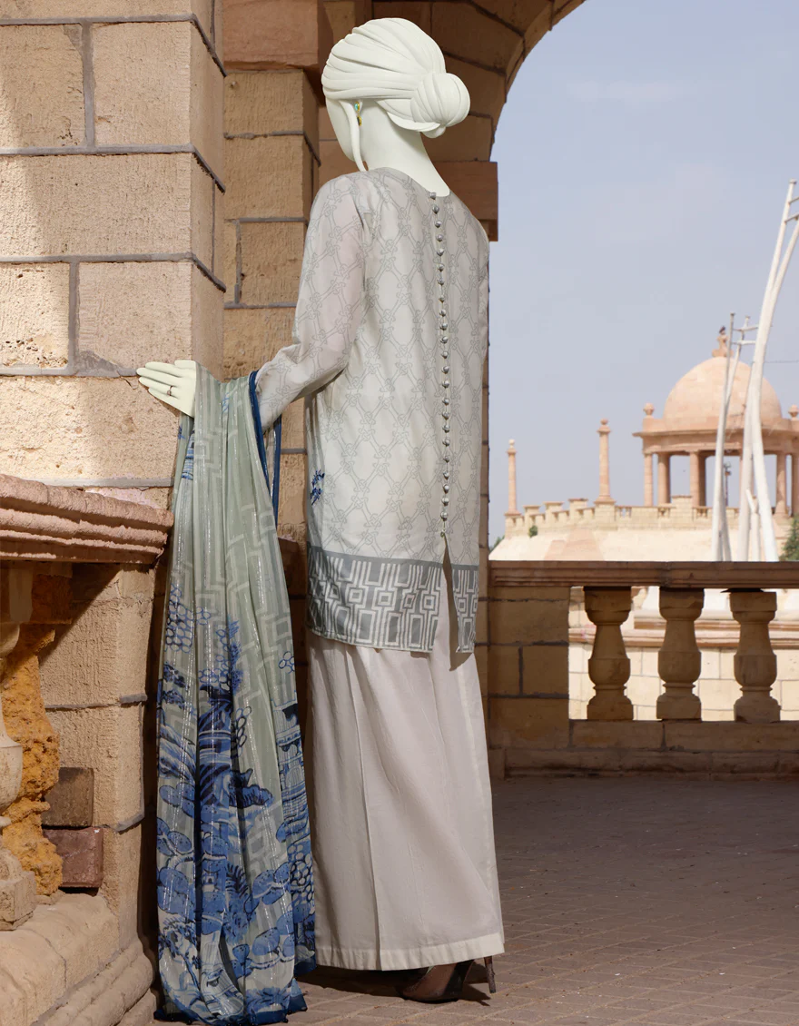 GREY-OFF WHITE LAWN 3PC UNSTITCHED | JLAWN-S-US-22-293 JAPANESE - Image 4