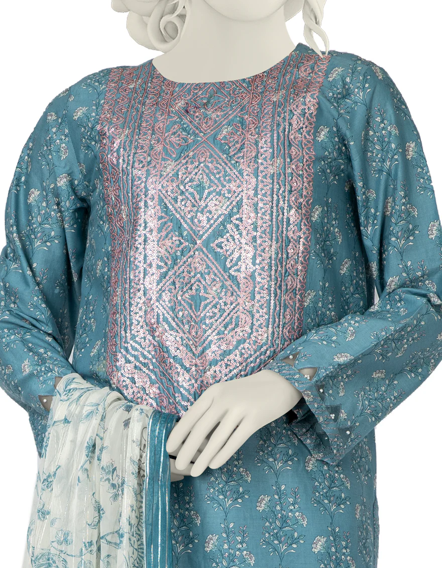 BLUE LAWN 3PC UNSTITCHED | JLAWN-S-US-22-294 ESPOIR - Image 2