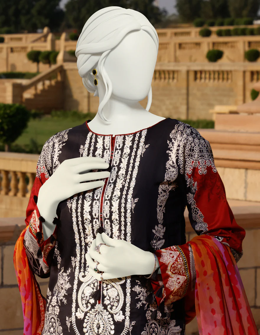 BLACK LAWN 3PC STITCHED | JLAWN-S-US-22-296/S MANTOOKA - Image 3