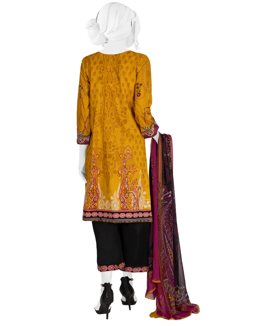 YELLOW LAWN 3PC UNSTITCHED | JLAWN-S-US-22-298 KALI (22-2011) - Image 2