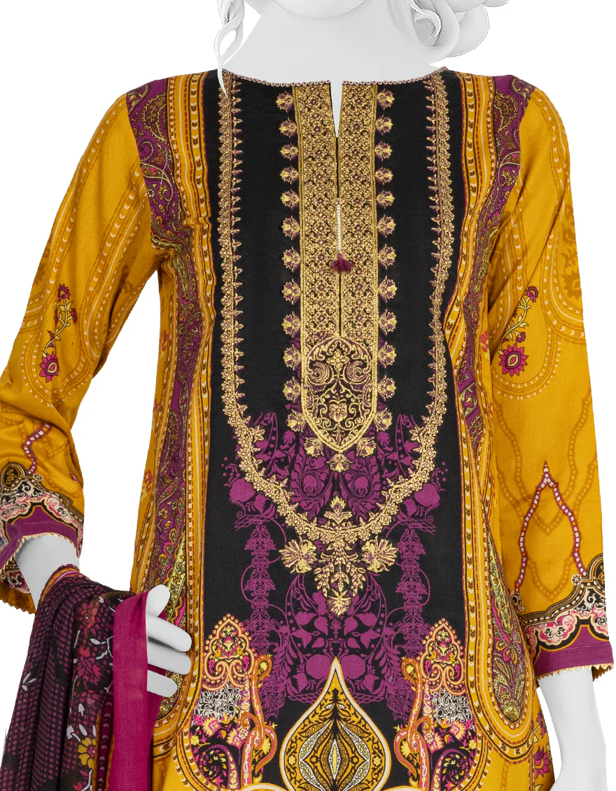 YELLOW LAWN 3PC STITCHED | JLAWN-S-US-22-298/S KALI - Image 2
