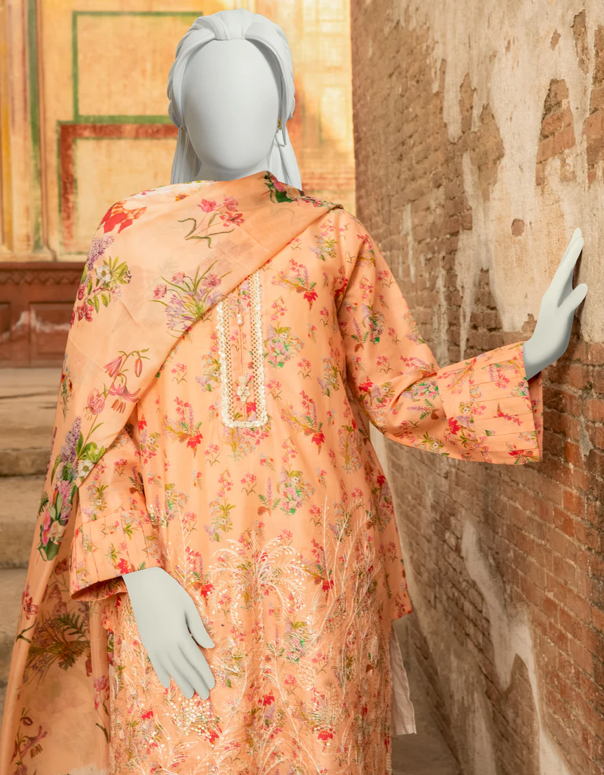 PEACH LAWN 3PC UNSTITCHED | JLAWN-S-US-22-303 KLAUS - Image 2