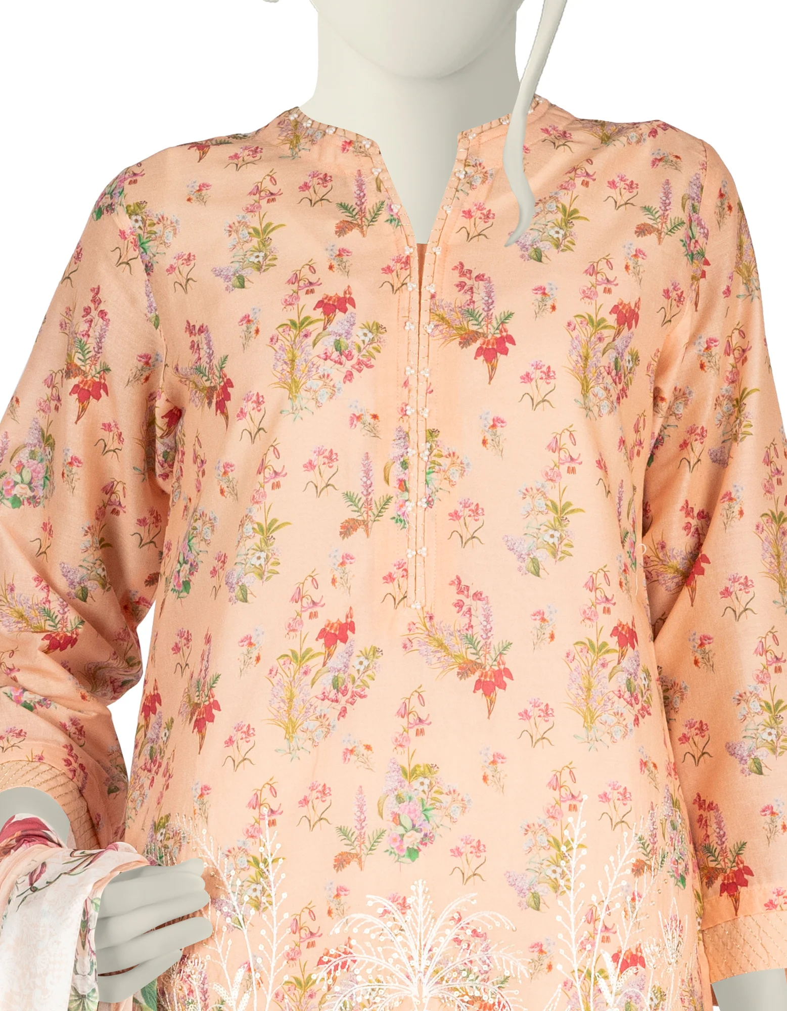 PEACH LAWN 3PC STITCHED | JLAWN-S-US-22-303/S KLAUS - Image 3