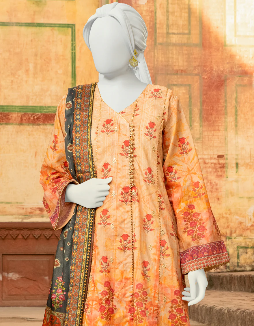 PEACH LAWN 3PC UNSTITCHED | JLAWN-S-US-22-304 SWEET PEA - Image 2