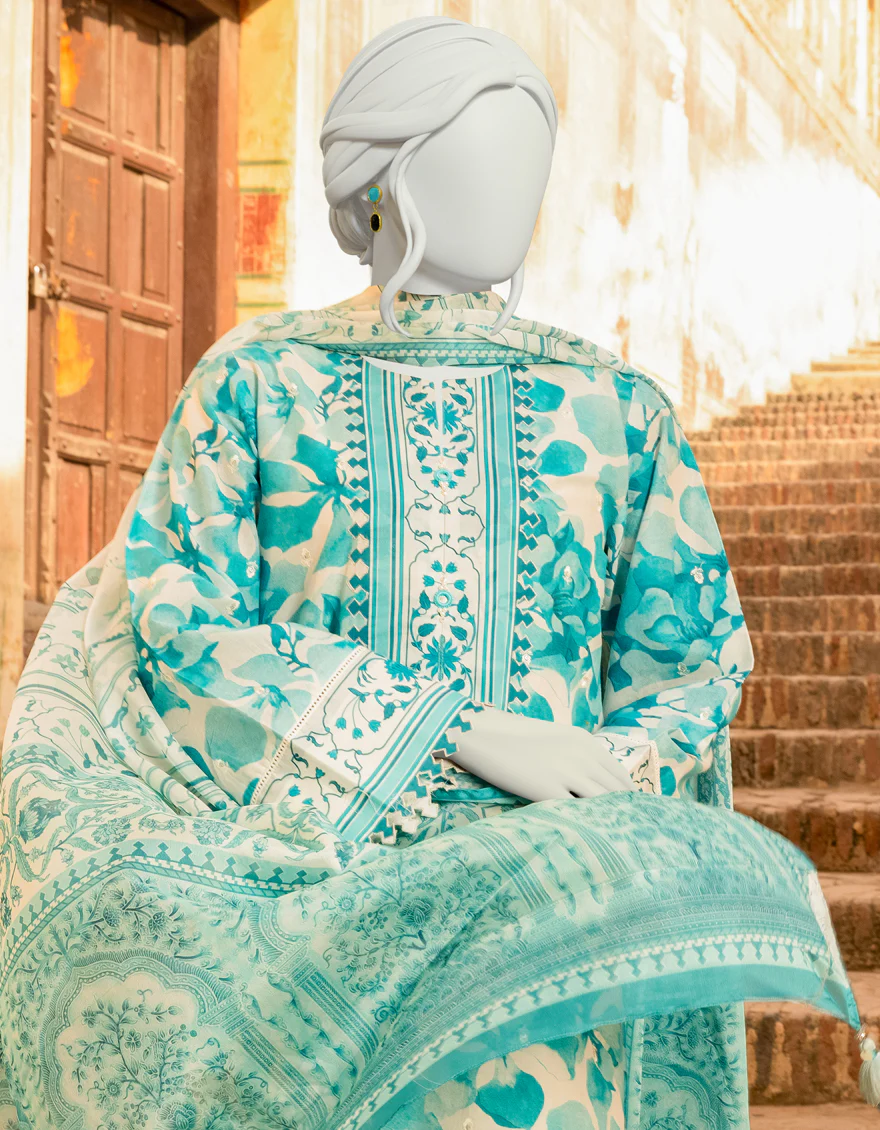 BLUE LAWN 3PC UNSTITCHED | JLAWN-S-US-22-306 KELAYA - Image 2