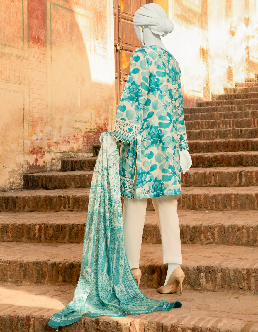 BLUE LAWN 3PC UNSTITCHED | JLAWN-S-US-22-306 KELAYA - Image 3
