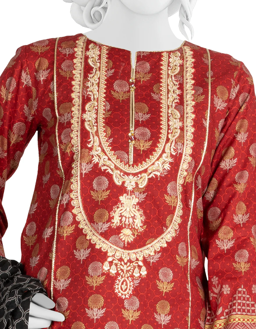 RED LAWN 3PC UNSTITCHED | JLAWN-S-US-22-322 ETHNIC GLORY (22-2014) - Image 3