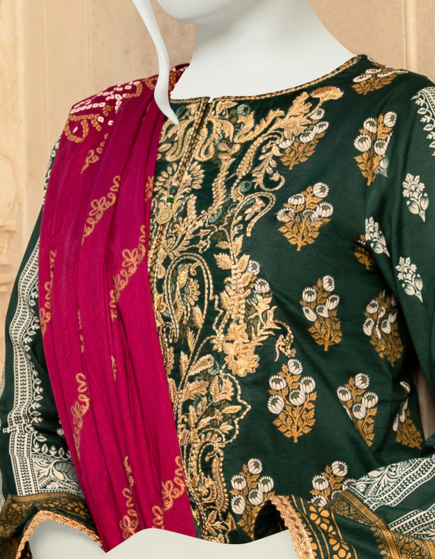 GREEN LAWN 3PC UNSTITCHED | JLAWN-S-US-22-323 GREEN (22-2015) - Image 2