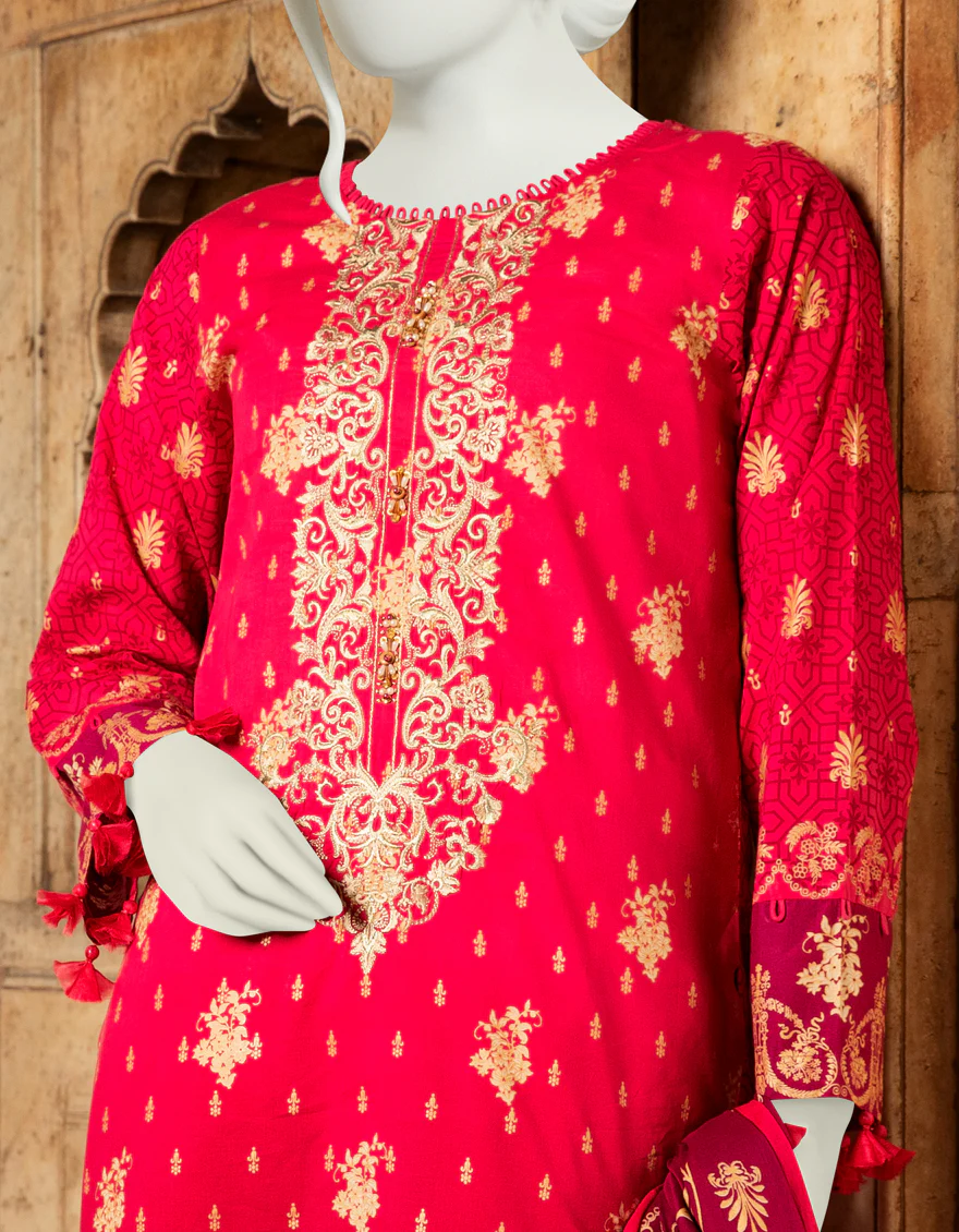 PINK LAWN 3PC UNSTITCHED | JLAWN-S-US-22-326 RUBY (20-2018) - Image 2