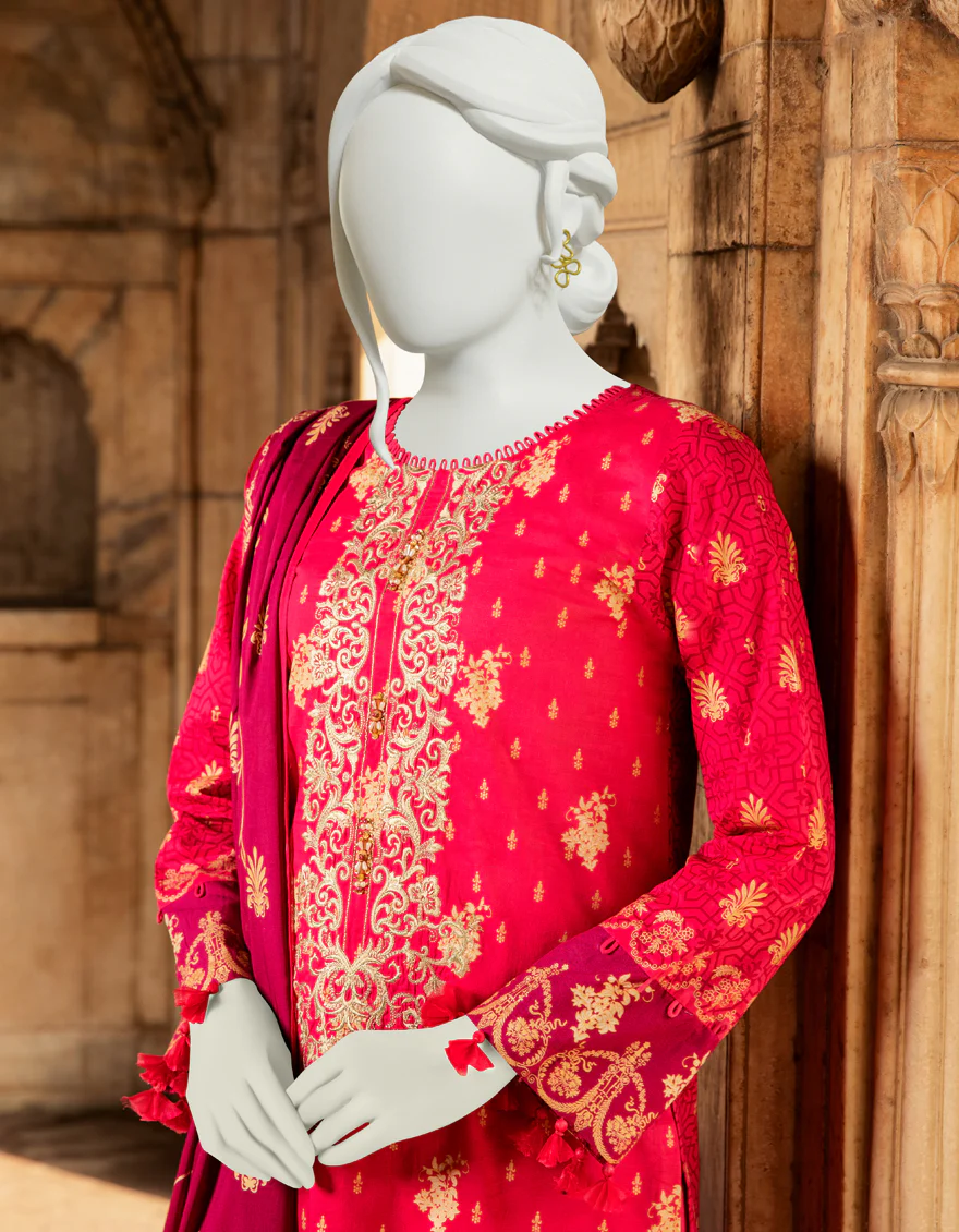 PINK LAWN 3PC UNSTITCHED | JLAWN-S-US-22-326 RUBY (20-2018) - Image 4