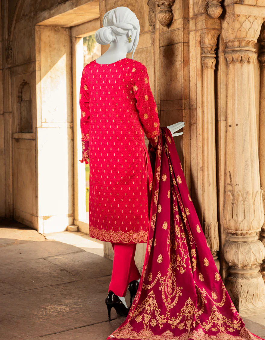 PINK LAWN 3PC UNSTITCHED | JLAWN-S-US-22-326 RUBY (20-2018) - Image 5