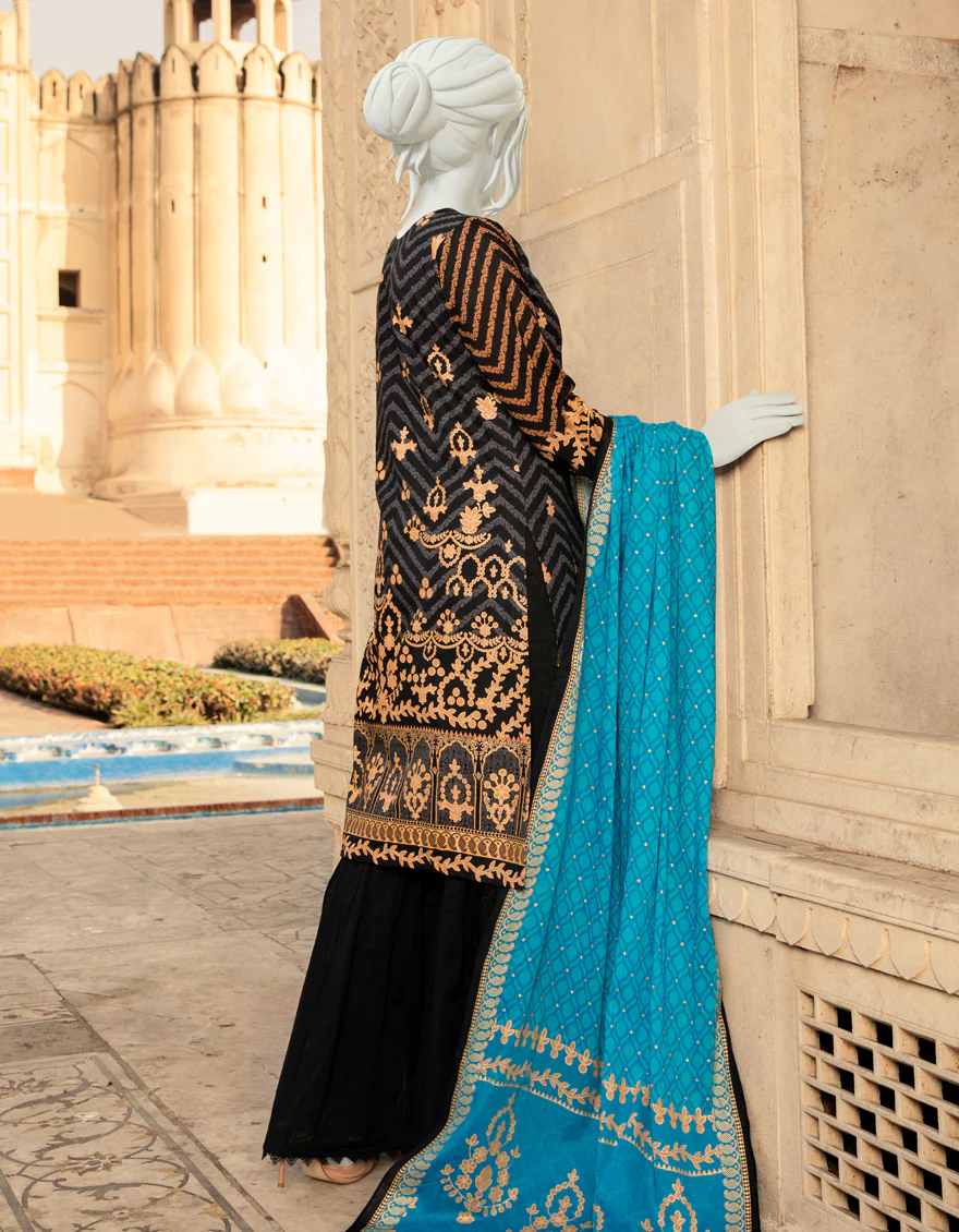 BLACK & BROWN LAWN 3PC UNSTITCHED | JLAWN-S-US-22-327 PANNI (22-2019) - Image 2