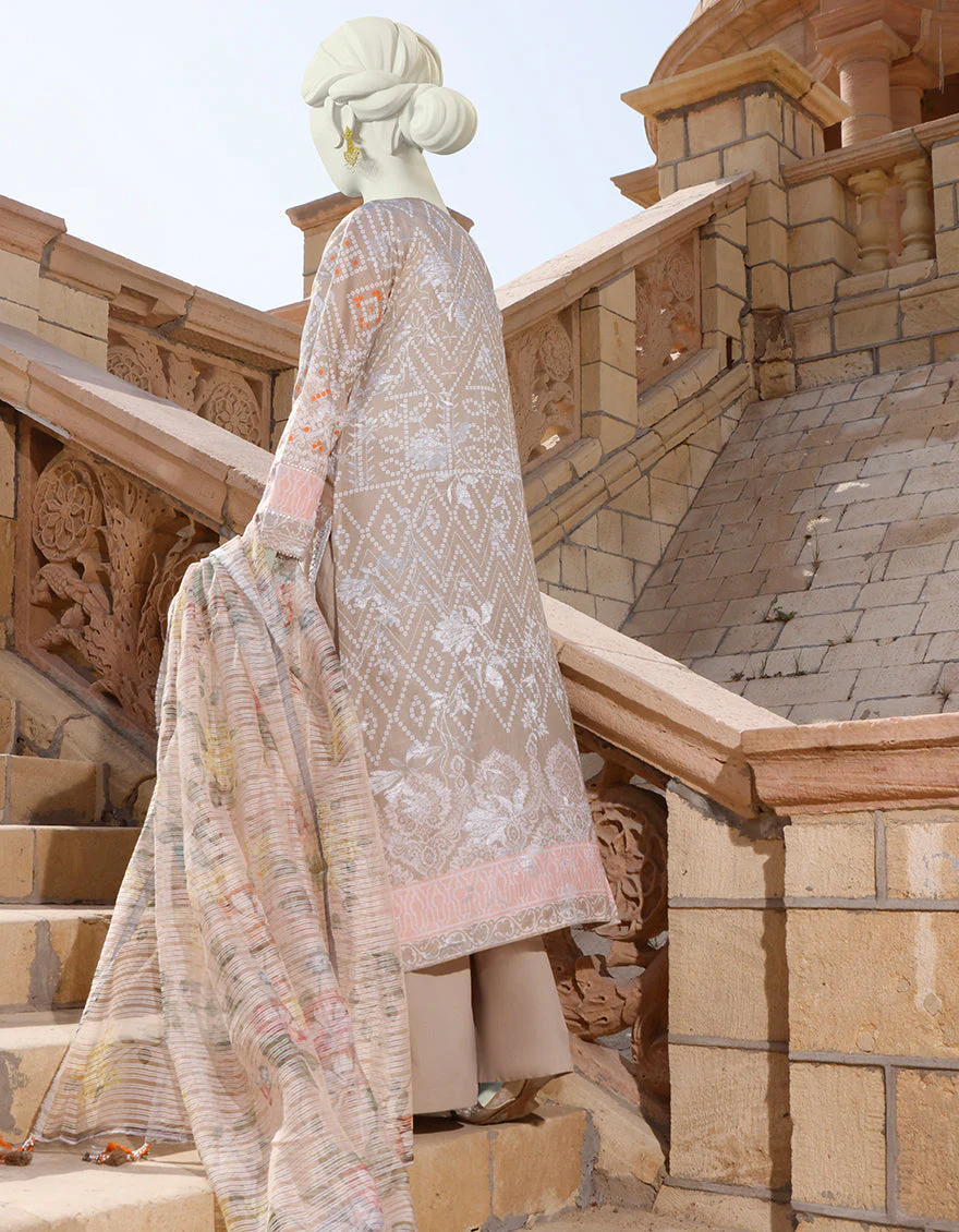 KHAKI-OFF WHITE LAWN 3PC UNSTITCHED | JLAWN-S-US-22-339 ARALIA - Image 2