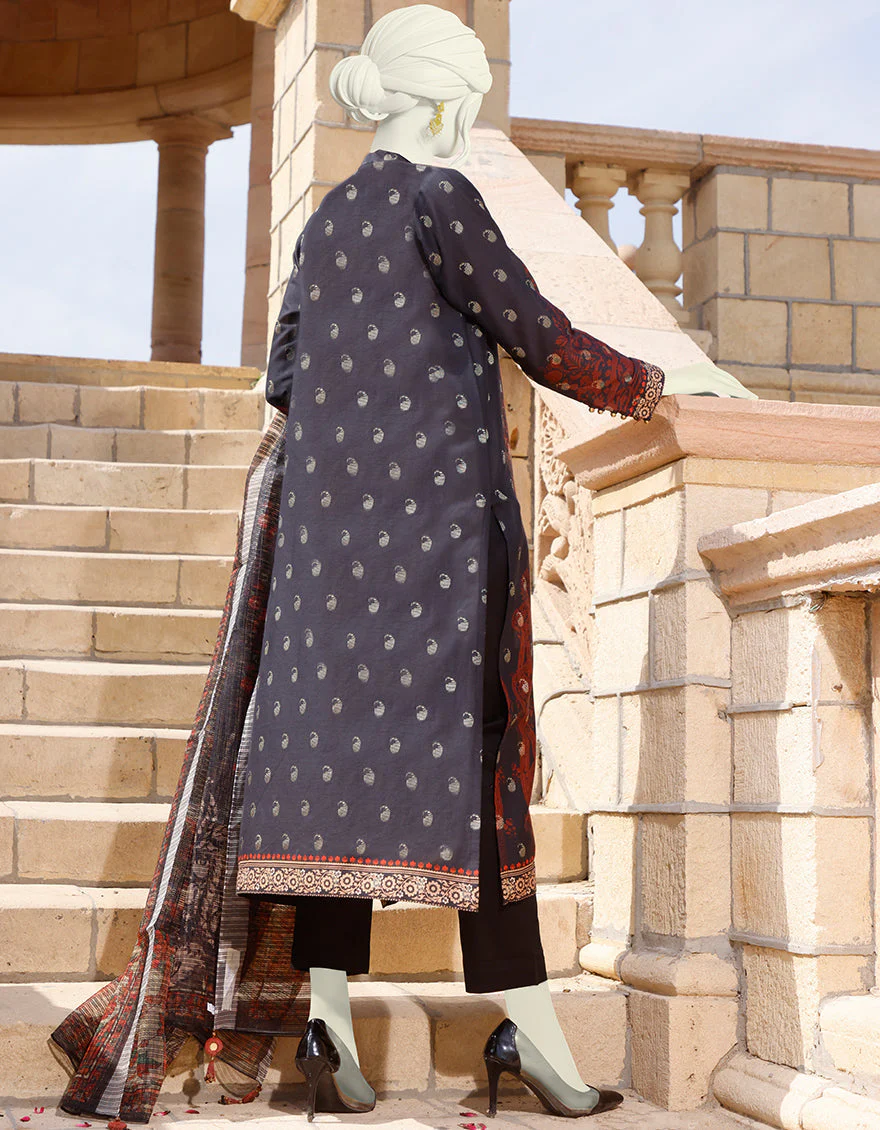 BLACK-MAROON LAWN 3PC UNSTITCHED | JLAWN-S-US-22-340 SURKHI - Image 3