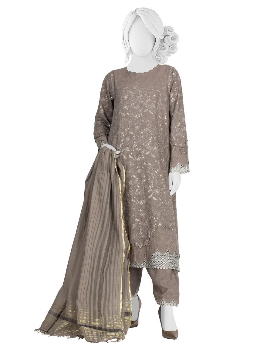 GREY LAWN 3PC UNSTITCHED | JLAWN-S-US-22-357 EMK-017