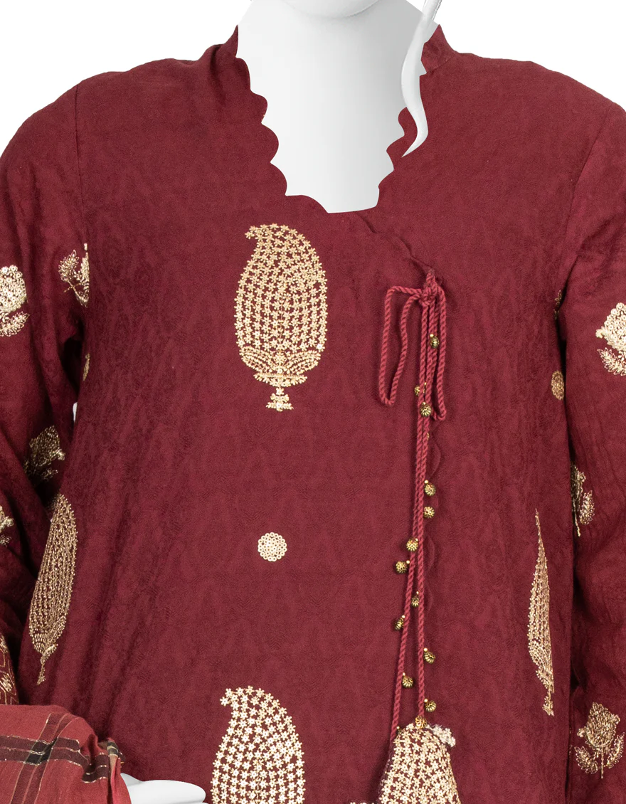 MAROON LAWN 3PC UNSTITCHED | JLAWN-S-US-22-358 EMK-016 - Image 3